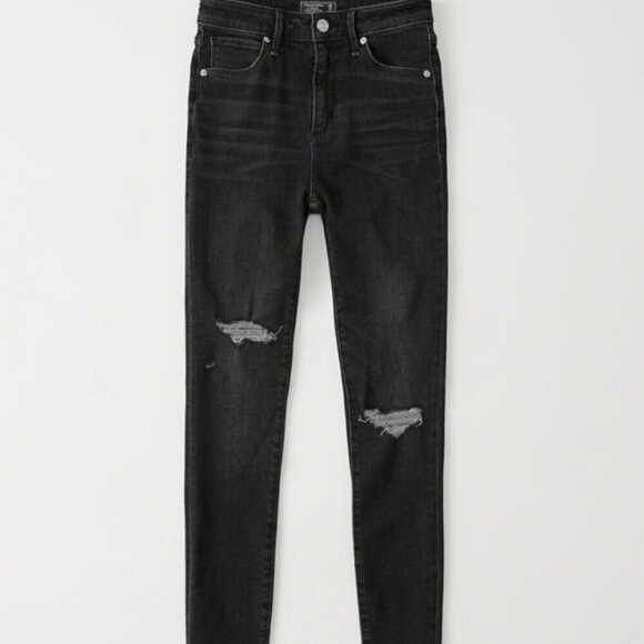 HIGH-RISE SUPER SKINNY JEANS Simone Black Wash 30w Sz 10 - Picture 2 of 6